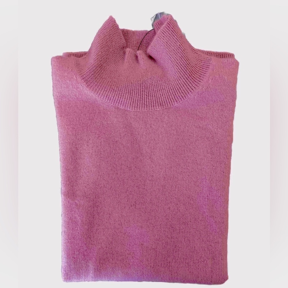 Bloomingdale’s 100% Cashmere Sleeveless Mock Neck Sweater XL Pink NWT - Picture 3 of 12